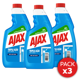 Limpa Vidros Recarga Tripla Ação Ajax 3 X 500 ml