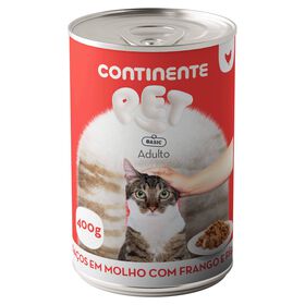 Comida Húmida Para Gato Adulto Pedaços Em Molho Frango E Fígado Continente Pet Basic 400 g