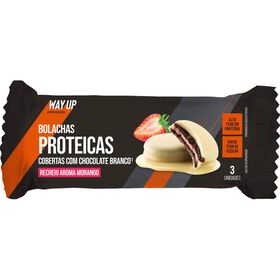 Bolacha Proteína Com Recheio De Morango E Cobertura Chocolate Branco Way Up 45 gr