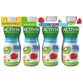 Iogurte Líquido Bifidus Triplo 0% Kiwi E Morango Sem Lactose Activia Danone 1240 gr (8 Un)