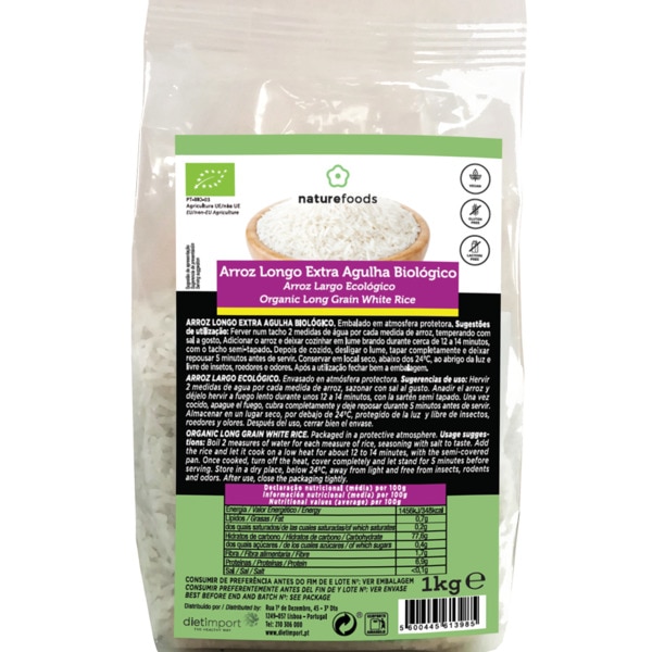 Arroz Longo Extra Agulha Biológico Sem Glúten Bilógico 1 kg