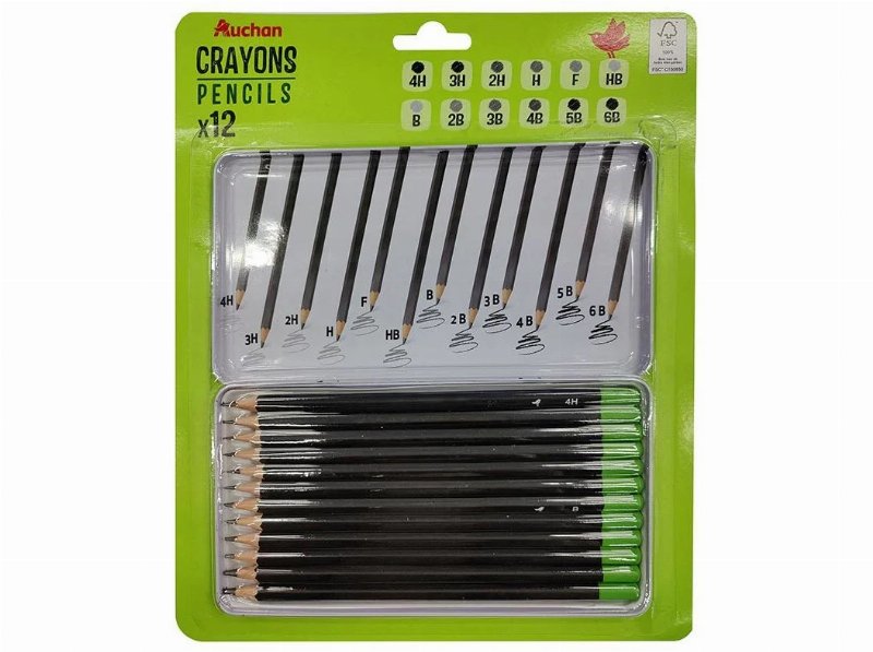 Conjunto De 12 Lápis Auchan Grafite 4Ha 6B