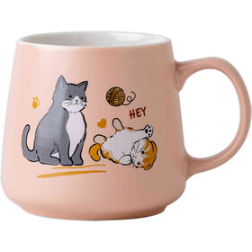 Caneca 400 ml Gato Novelo Rosa Kasa