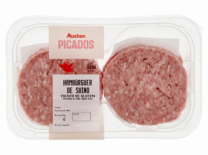 Hamburgueres De Suino Isento De Glúten Auchan 4*100 gr