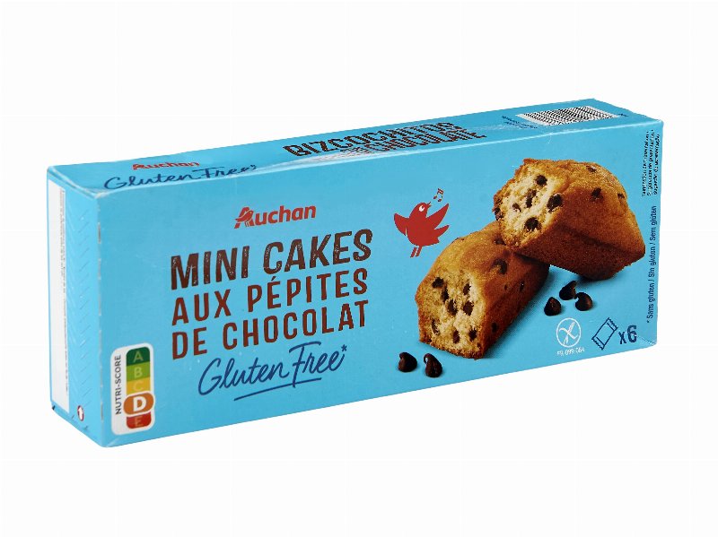 Bolos Mini Auchan Sem Gluten Com Pepitas De Chocolate 6Un 230 g