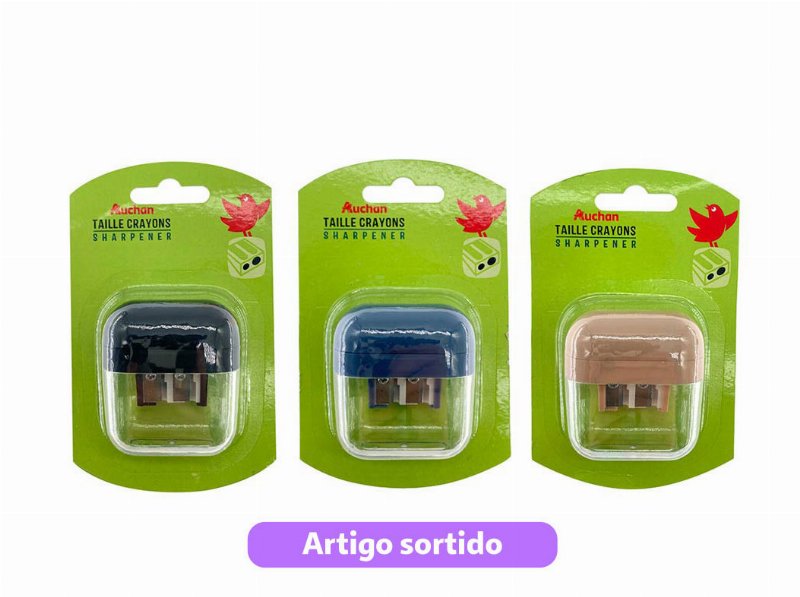 Apara-Lápis Auchan 2 Entradas Com Depósito Cores Sortidas