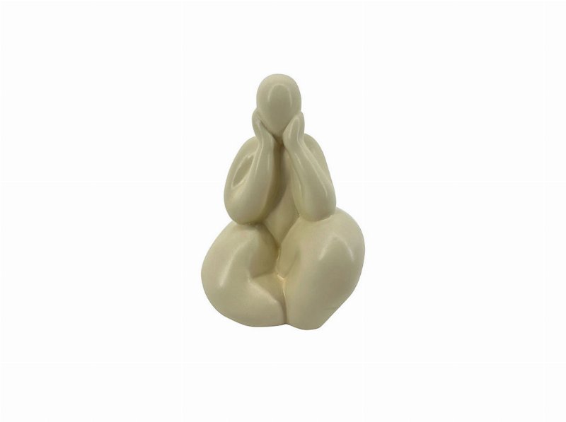 Figura Sentada Cerâmica Actuel Bege 11X9X16Cm