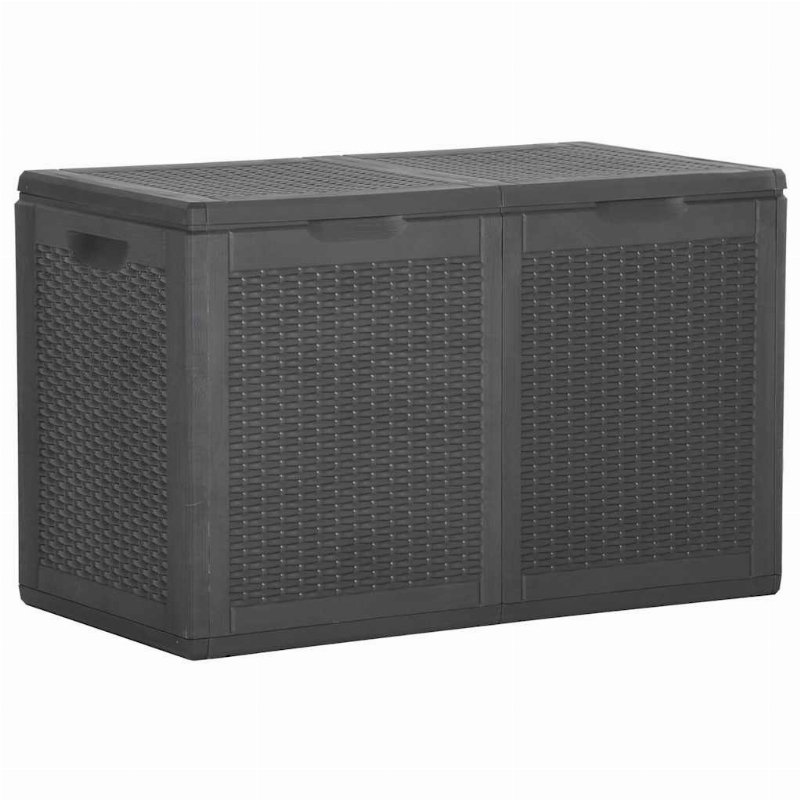 Hkh Caixa De Arrumação Para Jardim 180 l Vime Pp - Preto