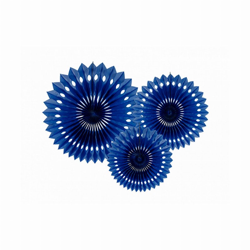 Pack 3 Rosetas Azul Papel Sortido 20-30Cm