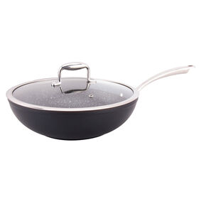 Wok Com Tampa Antiaderente Alumínio 30Cm Platina Indução Total Kasa