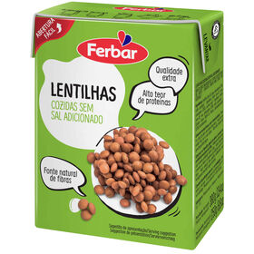 Lentilhas Cozidas Ferbar 380 gr (Peso Escorrido 250 gr)
