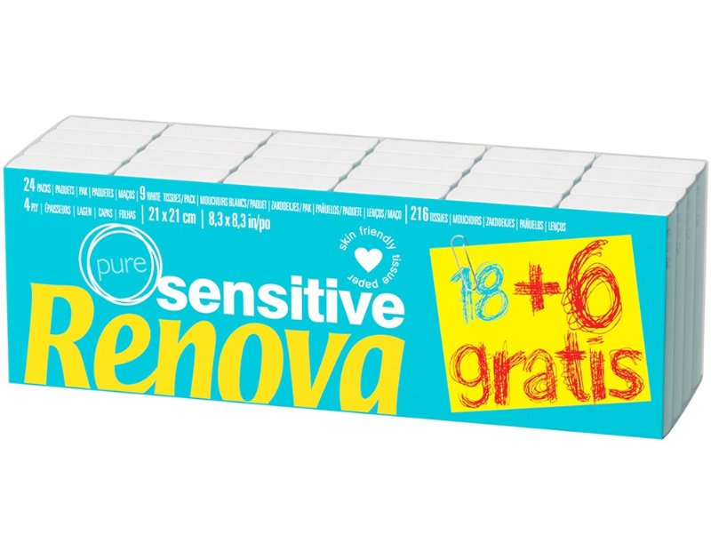 Lenços Renova De Papel Sensitive Branco 18+6Un