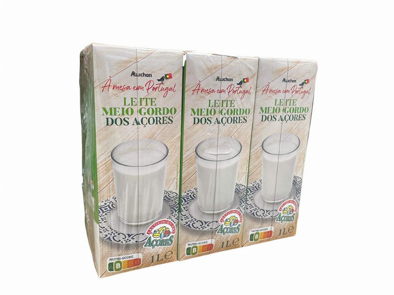Leite Auchan Meio Gordo Açores 6X1 l