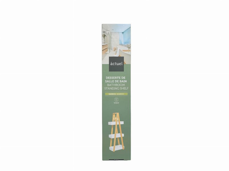 Móvel 3 Prateleiras Actuel Bamboo Branco/Natural 30X18Xa82Cm