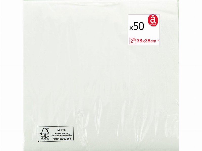 Guardanapos Folha Dupla Actuel Branco 38X38Cm 50 Unidades