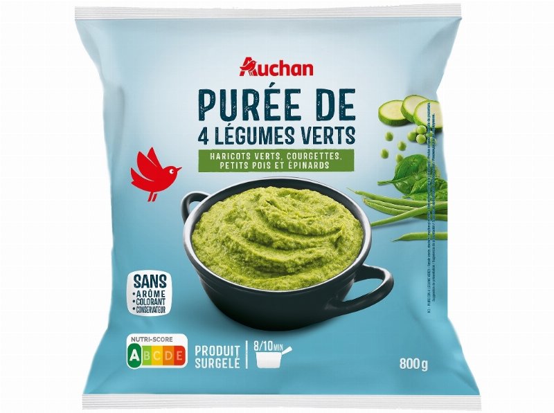 Puré De 4 Legumes Auchan Verdes Cozinhado 800 g