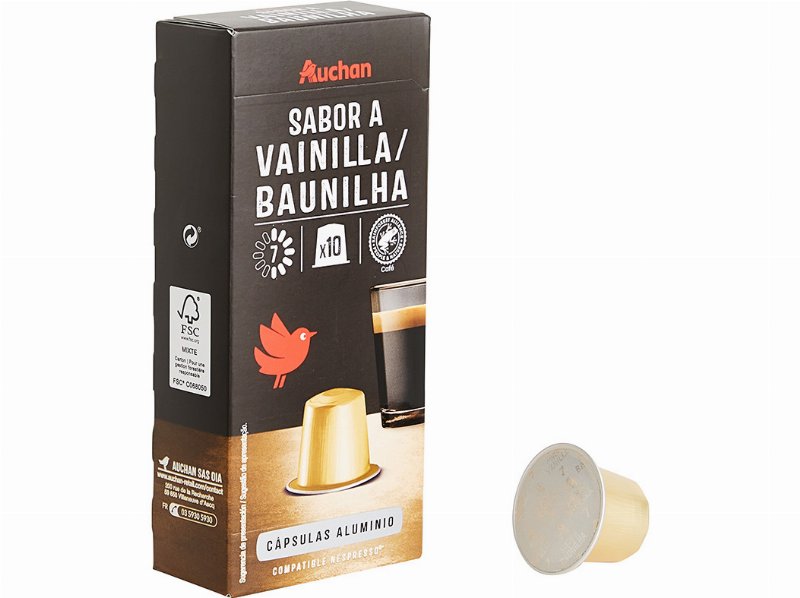 Cápsulas Auchan Café Nespresso Aluminio Baunilha 10Un