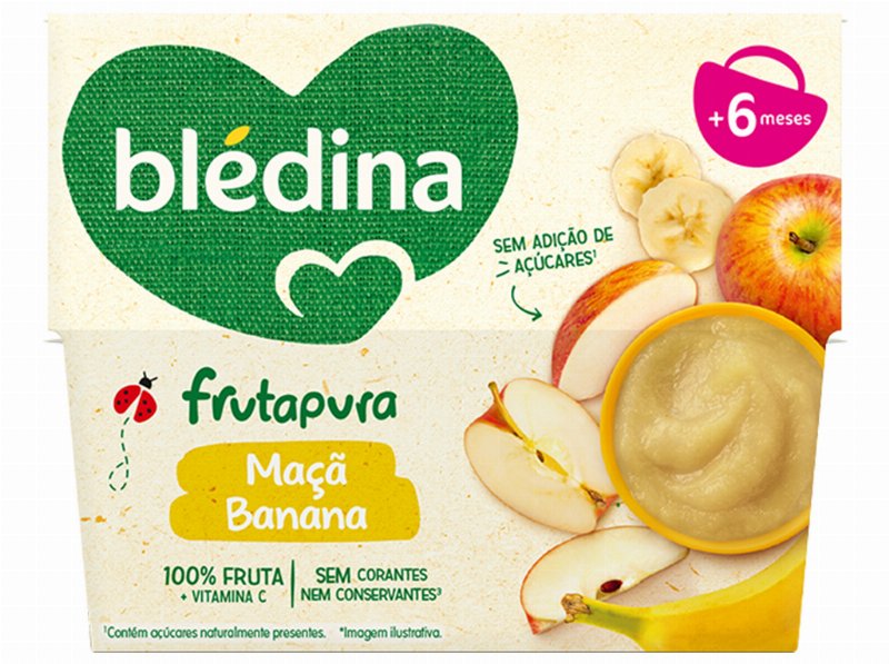 Fruta Bledina 100% Maçã E Banana 4X95 g