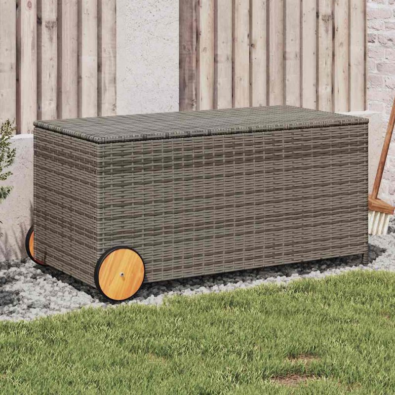 Hkh Caixa De Arrumação Para Jardim Com Rodas 190 l Vime Pe - Cinzento