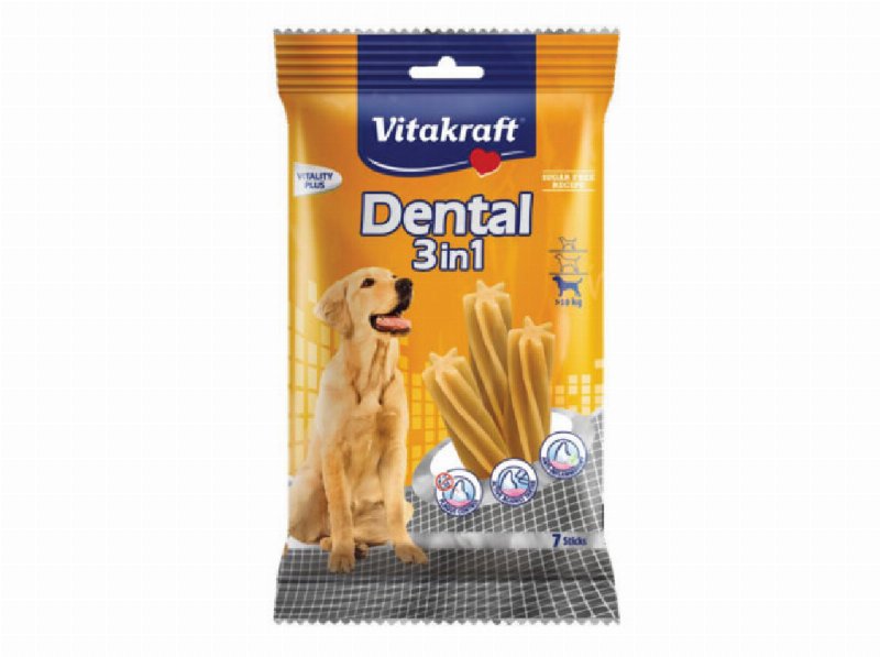 Snacks Cão Vitakraft Dental 2 Em 1 Raça Média Pack 7 Unidades