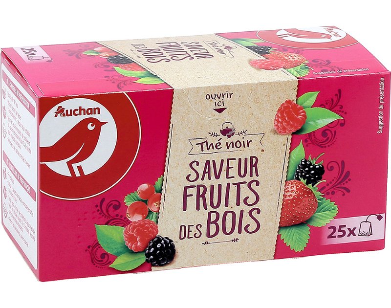 Chá Auchan Preto Sabor Frutos Silvestres 25 Saquetas 40 g
