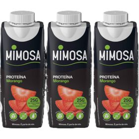 Leite Proteína Morango Sem Lactose Mimosa 3 X 250 ml