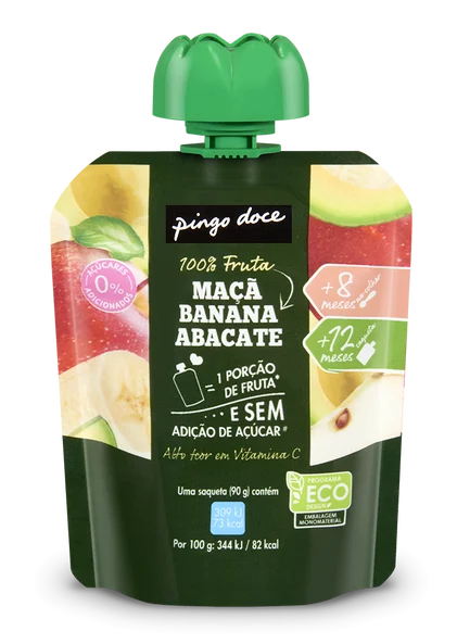 Bolsa De Fruta Maçã, Banana E Abacate Pingo Doce 0.09Kg