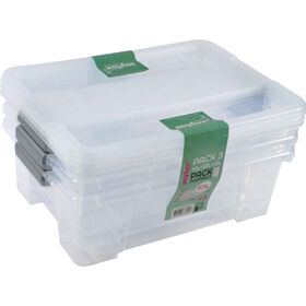 Conjunto 3 Caixas De Arrumação Com Tampa 10 l Transparente Mylux 3 Un