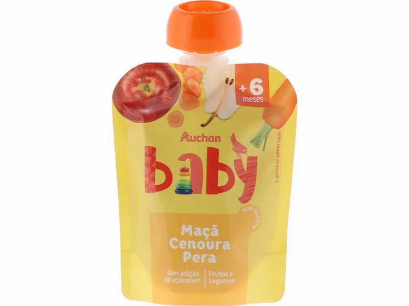 Saqueta De Fruta Auchan Baby Maçã Cenoura E Pêra 90 g