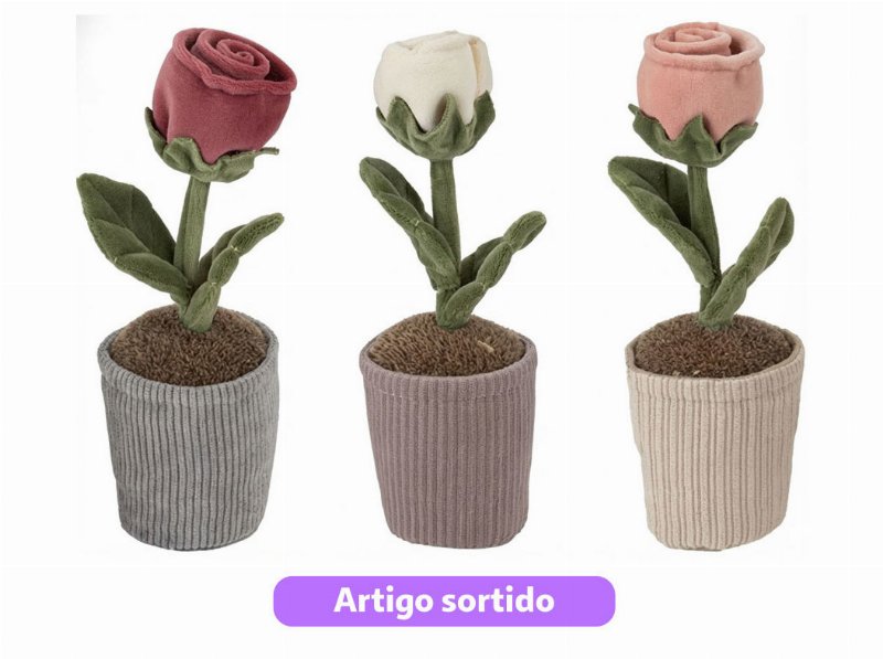 Peluche Vaso De Rosa Do Art 24 Cm Cores Sortidas