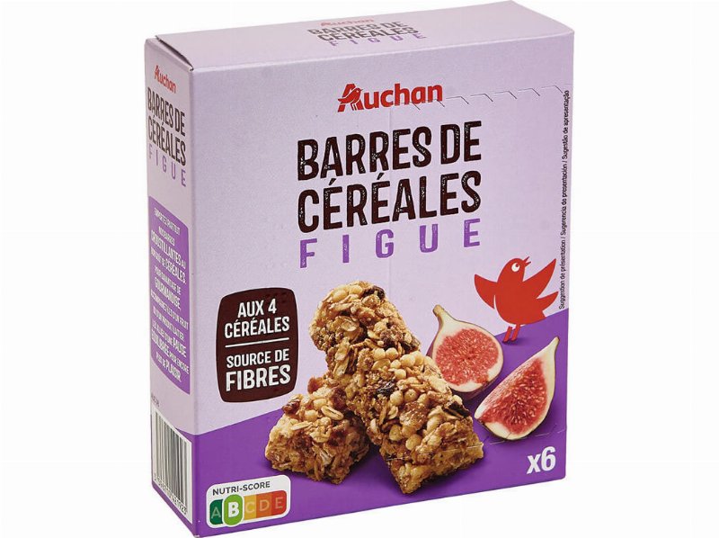 Barras Auchan Crousty Cereais Figo 126 g 6Un