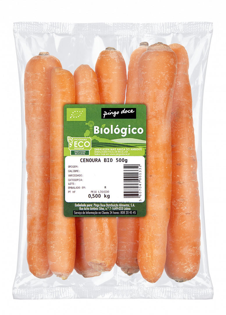 Cenoura Biológica Embalada Pingo Doce Biológico 0.5Kg