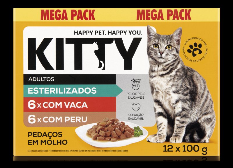 Comida Húmida Para Gato Adulto Esterilizado Pedaços Em Molho Mix Kitty 1.2Kg