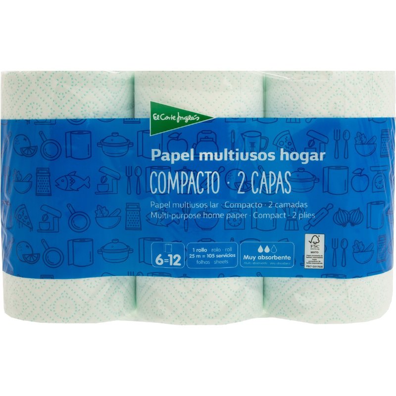 Rolo De Cozinha Compacto 2 Camadas 6 unidades