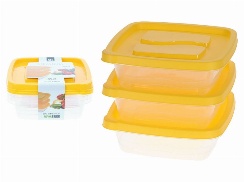 Conjunto De 3 Caixas De Arrumação Eh Amarelo 990 ml