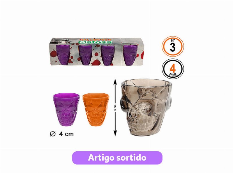 Copo Halloween Topbrands 4 Unidades Cores Sortidas
