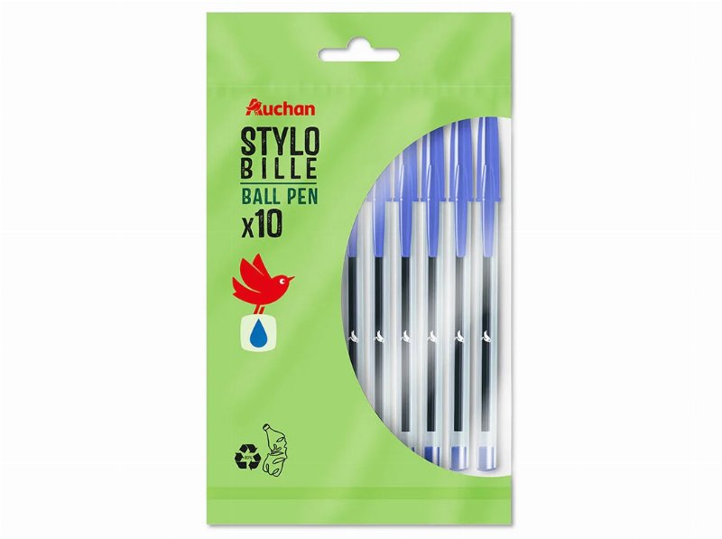Esferográfica Auchan 1Mm Azul 10 Unidades