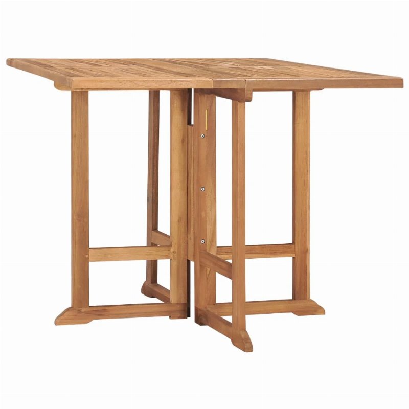 Hkh Mesa De Jantar Para Jardim Dobrável 90X90X75 Cm Teca Maciça - Marrom