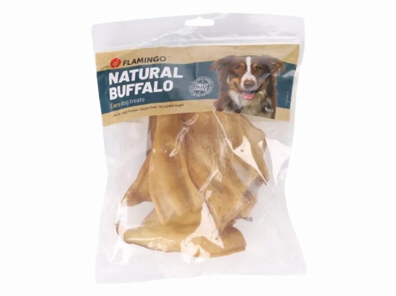 Snack Natural Cão Flamingo Orelha Búfalo 5 Unidades