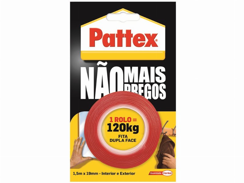 Fita Adesiva Dupla Face Pattex Não Mais Pregos Casa Banho 1.5Mx19Mm