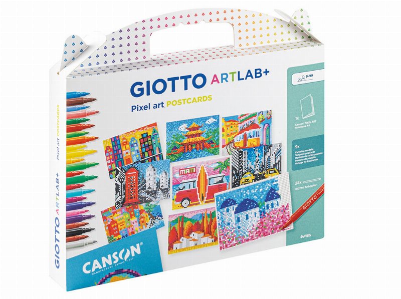 Conjunto Criativo Giotto Pixel Art Postcards