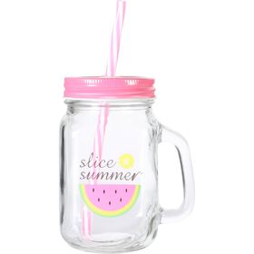 Caneca Com Palhinha 450 ml Tampa Rosa Melancia Kasa