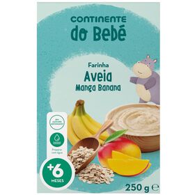 Papa Infantil Farinha Láctea Aveia, Banana E Manga +6M Continente Do Bebé 250 gr