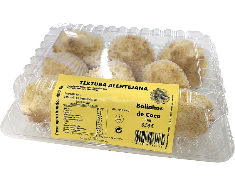 Bolinhos Textura Alentejana De Côco 400 g Produto Local