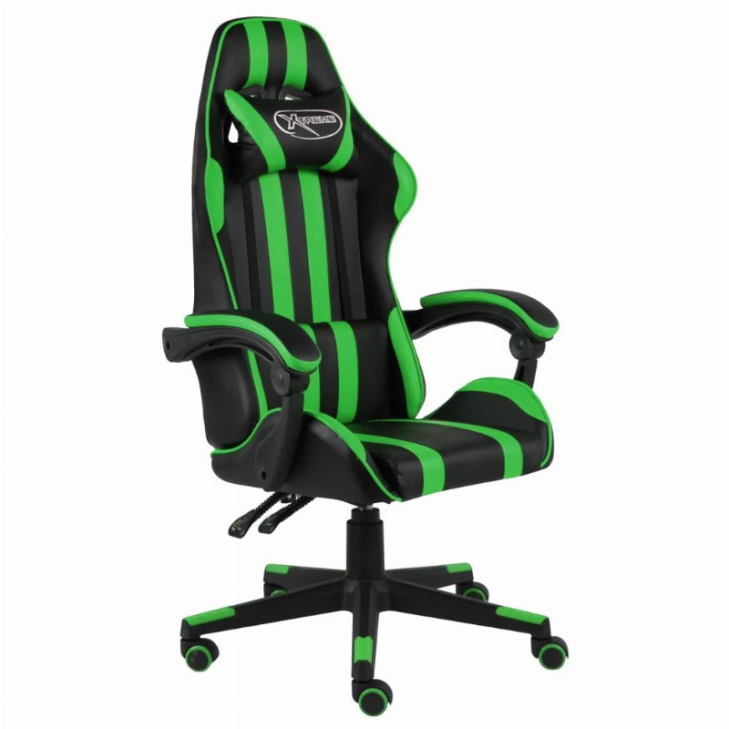 Hkh Cadeira Estilo Corrida Em Couro Artificial - Preto E Verde