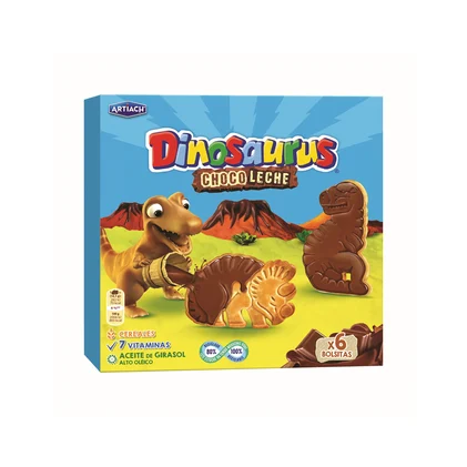Bolachas Com Cereais E Chocolate De Leite Dinosaurus Pack 6 Artiach 0.255Kg