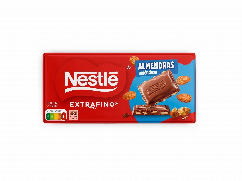 Tablete Nestlé Extrafino Chocolate Leite Com Amêndoas 123 g