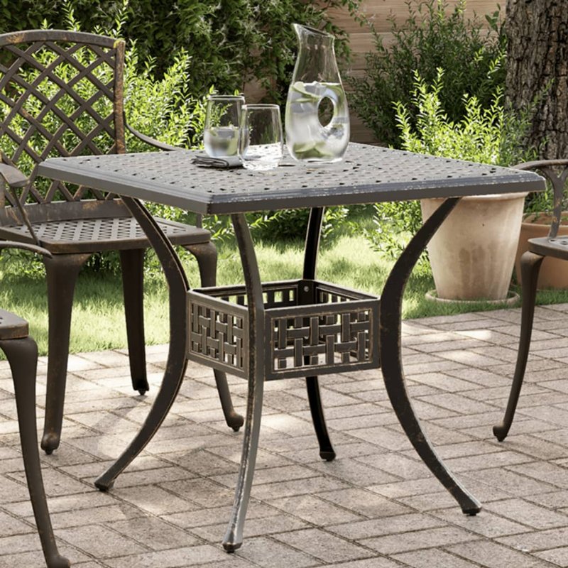 Hkh Mesa De Jardim 80X80X75 Cm Alumínio Fundido Bronze - Marrom