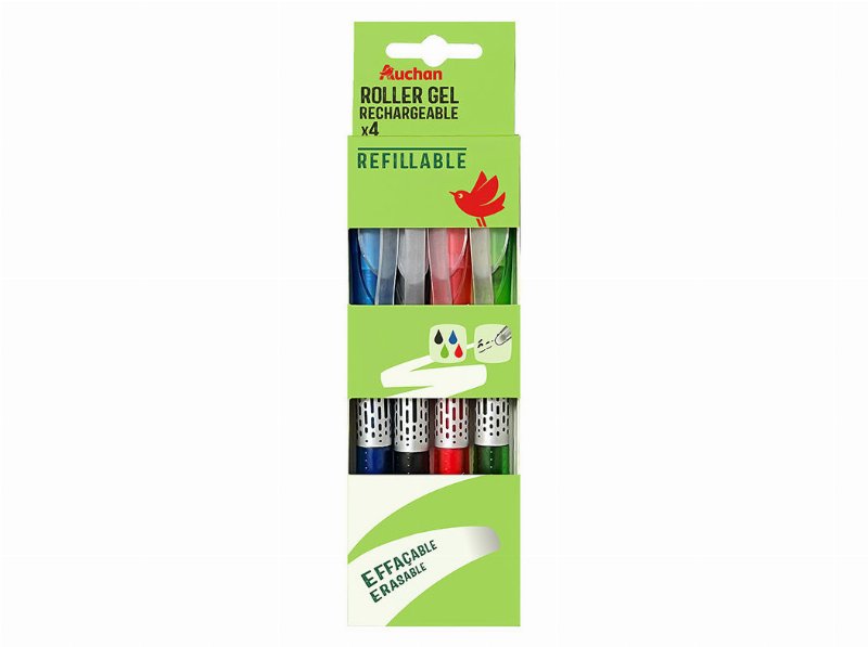 Caneta Roller De Gel Auchan Apagável 4 Unidades Sortidas