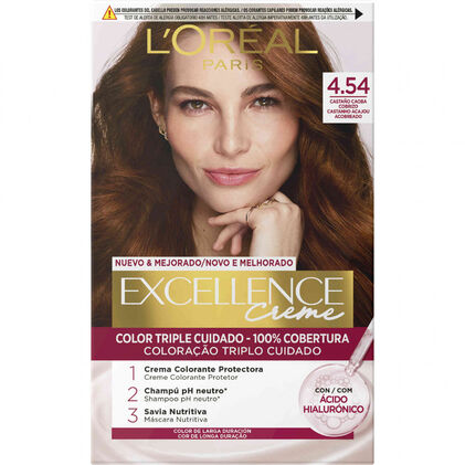 Coloração Excellence Castanho Acajou Acobreado 4.54 Excellence L'oreal Paris 1Un
